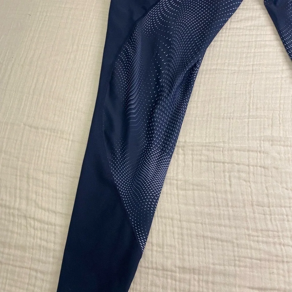 Nike Dri Fit Blue White Geometric‎ Wave Full Length Leggings Womens 1X